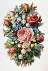 A bouquet mixed with roses, lily of the valley.