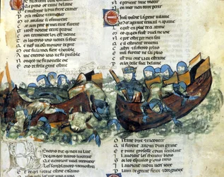 A naval battle. 13th century miniature