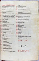 A Page from the 11th Century Bible with the Incipit of the Book of Leviticus