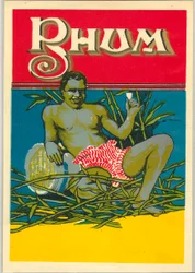 A young black man holding a glass of rum (advertisement)