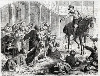 Alphonse by Ornano 1548-1610 During the Plague of Bordeaux 1604 - engraving of 1860