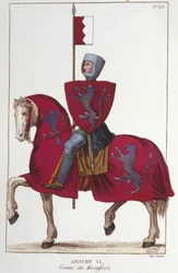 Amaury VI, Count of Montfort, lost part of the conquests of his father Simon IV The fort and cede his rights to the South to the King of France, Louis VIII. Engraving from 1830