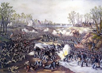 American Civil War (1861 - 1865): Battle of Shiloh or Pittsburg Landing (Tennessee) 06-07 April 1862. Engraving of the 19th century.