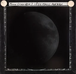 Astronomical Glass Plate Slide of the Moon in First Quarter (1899)