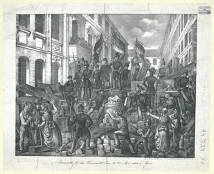 Barricade at the University on May 26, 1848 in Vienna
