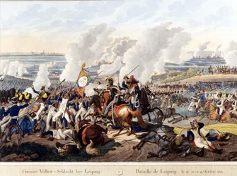 Battle of Leipzig (Battle of Nations), October 16-19, 1813 (engraving)