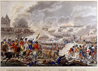 Battle of Waterloo on 18 June 1815. Engraving 19th Century