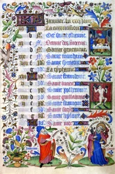 Book of Hours of the 15th Century. The Month of January. Milan, Biblioteca Trivulziana