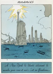 Cartoon of the Statue of Liberty in the United States: 