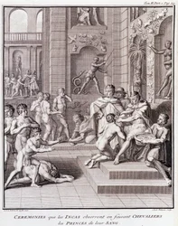 Ceremonies that the Incas observe by making knights the Princes of Their Blood - in Historical Journey of South America done by Order of the King of Spain by Don Georges Juan & Don Antoine de Ulloa, T.II, ed. Jombert, Librairie du Roi, Paris