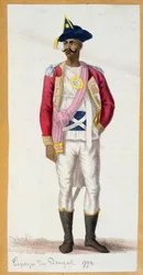 Cipaye of Bengal (India) - engraving, late 18th century