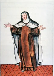 Daily life and customs of Peru: "Carmelite dechaussee" Watercolor taken from the book "Trujillo del Peru" by Baltasar Martinez Companon y Bajanda, bishop of Trujillo (1782-1785). 18th century Madrid. Biblioteca del Palacio Real