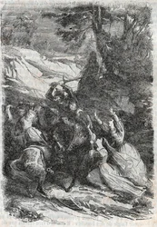 Doralice and Isabelle Want to Separate Mandricard and Zerbin - Engraving of 1851 from 