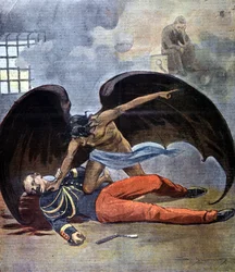 Dreyfus. The suicide of Lieutenant Colonel Hubert Henry in his cell after he was found to be the author of the letter accusing Dreyfus. 1898.