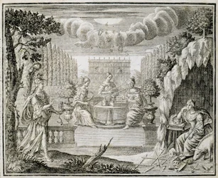 Engraving Representing Women Working on a Loom. Early 18th Century