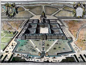 Exterior view of the hotel des Invalides in Paris in the 18th century