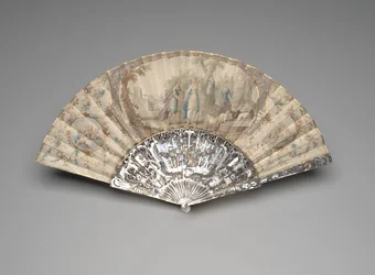 Folding fan with Jacob meeting Rachel by the well, c.1760s-70s