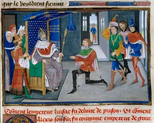 Representation of Alexis IV Angel is emperor crown beside his father Isaac II