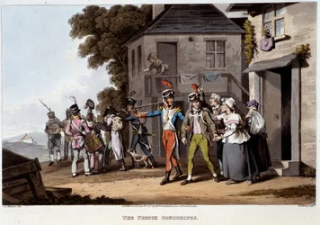 French conscripts, circa 1814 - in “Historical, military and naval anecdotes and incidents that arrived at the arms of Great Britain and their allies, ending in Waterloo” by Edward Orne