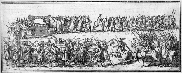 Funeral of a Pope in the 18th century: the funeral convoy.