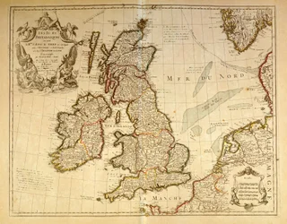 Geographic Map Representing England and Ireland. Atlas by G. Delysle