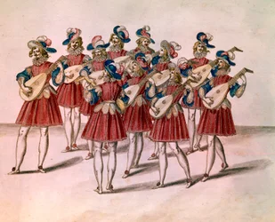Group of Musicians Playing Lute