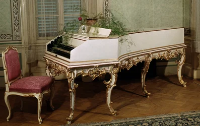 Harpsichord of Austrian composer Wolfgang Amadeus Mozart (1756-1791), 18th century, Prague, Mozart Museum