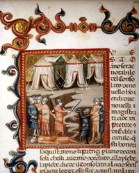 Historiae Romanae Decades (Groups of 10 Books) by Titus Livius. Miniature Representing the Roman Conquest. 14th Century