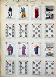 Historical game cards representing great characters from history, art, literature, religion. 19th century. Paris, B.N.