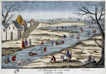 Ice Skating at Gentilly - Engraving