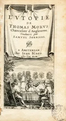 Illustrated Frontispiece of the French Translated Book "Utopia" by Sir Thomas More