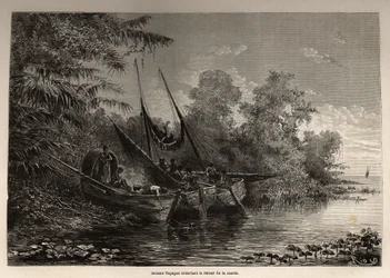 Indians Tapuyas (Brazil) Stuck on Their Boats, Waiting for the Return of the Tide