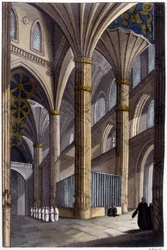Interior of Salamanca Cathedral. 19th Century Lithography
