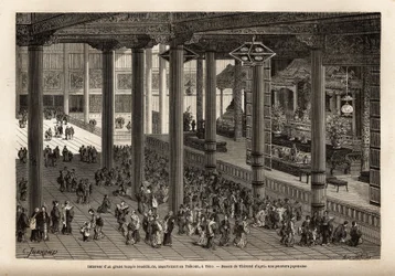 Interior view of a large Buddhist temple in Yedo