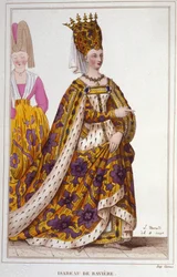 Isabeau of Bavaria. Queen of France. Engraving of 1830.
