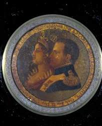 Lid of a snuffbox with portraits of Napoleon I and Josephine