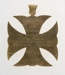 Maltese cross pendant awarded to Bertha Palmer