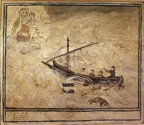 Man at the sea. 16th century voto from the Church of the Madonna dell