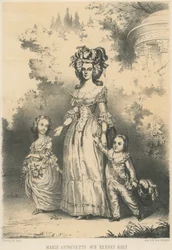 Marie-Antoinette walking with her children