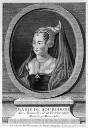 Marie of Burgundy, daughter of Charles the Bold and wife of Maximilian of Austria. 19th century engraving