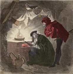 Mephistopheles (Mephisto), a Faust illustration for “Faust” by Johann Wolfgang von Goethe (1749-1832), illustration for “Faust” by Goethe, engraving