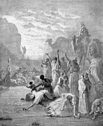 Moses makes water flow out of the rock