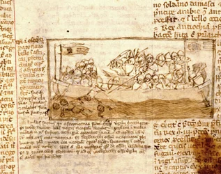 Naval battle between Saracens and Crusaders in 1120