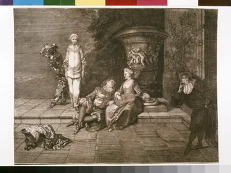Original Engraving with Pierrot at Left