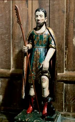 Saint Roch carrying the bubon of plague on his leg