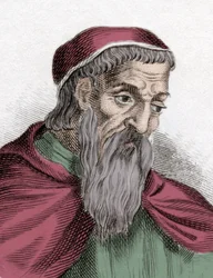 Portrait of Amerigo Vespucci (1454-1512), Italian navigator and explorer. Engraving of the 19th century.