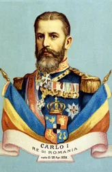 Portrait of Charles I, King of Romania. 19th century chromolithography