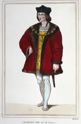 Portrait of Charles VIII (1470 - 1498), King of France (engraving from 1830)