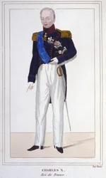 Portrait of Charles X, King of France (1757 - 1836) engraving of 1830