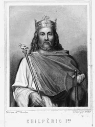 Portrait of Chilperic I (539-584), King of Neustria - in “Histoire des Français” by Lavallée, engraving